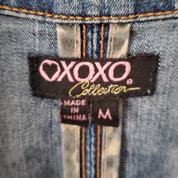 Y2K XOXO Women Denim Floral Embroidered Jacket Blazer S M Boho Phoebe Artsy - Picture 2 of 13
